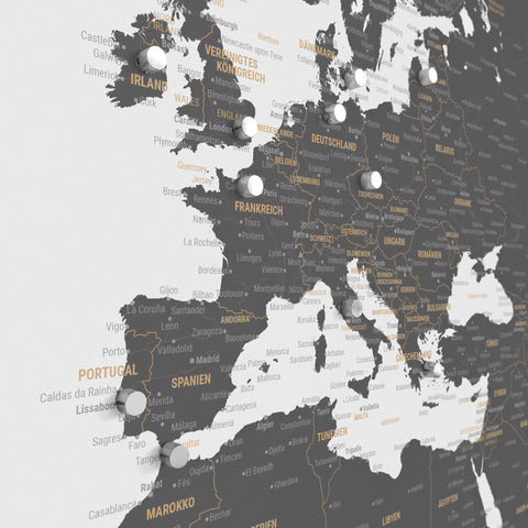 World Map TRAVEL® Magnetic Poster – Light Gray (White-Gray)