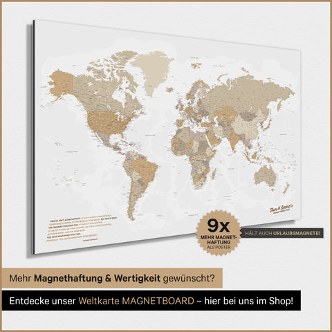 World Map TRAVEL® Magnetic Poster – Multicolor Beige