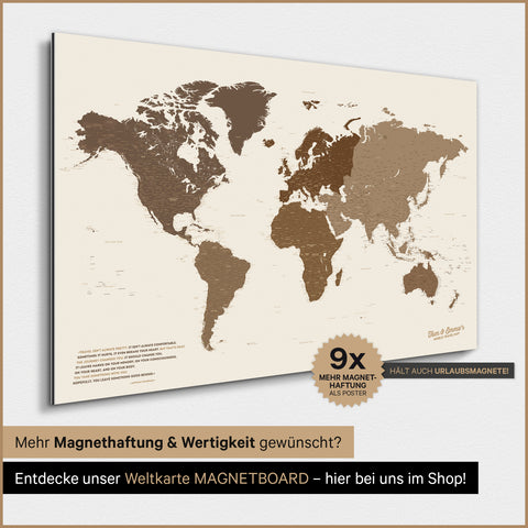 World Map TRAVEL® Magnetic Poster – Multicolor Brown
