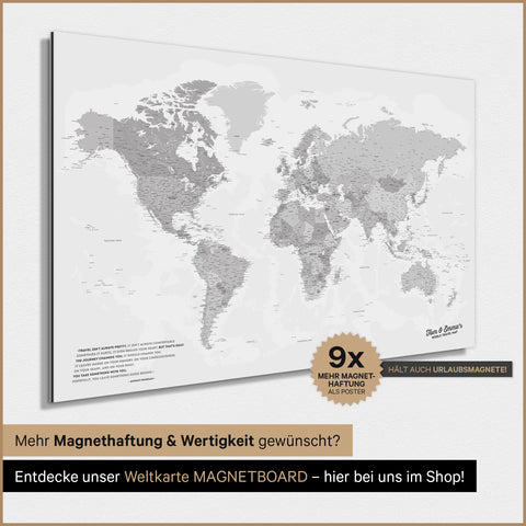 World Map TRAVEL® Magnetic Poster – Multicolor Gray
