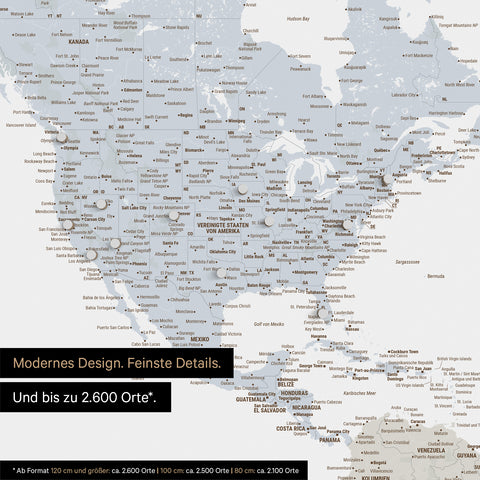 Pinning travel destinations on a magnetic world map as a magnet poster in Multicolor Light