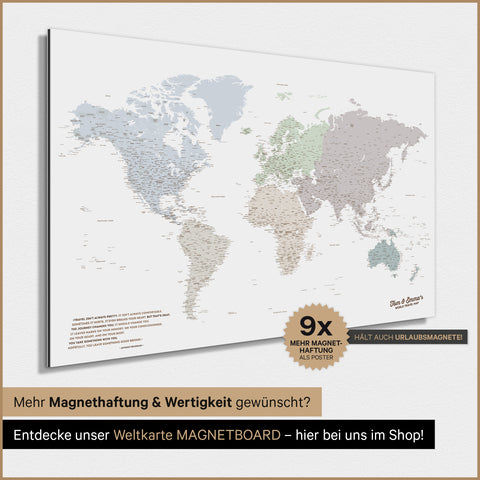World Map TRAVEL® Magnetic Poster – Multicolor Light