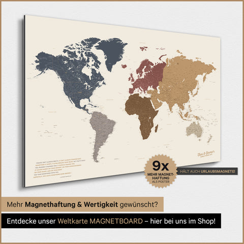 World Map TRAVEL® Magnetic Poster – Multicolor Matt