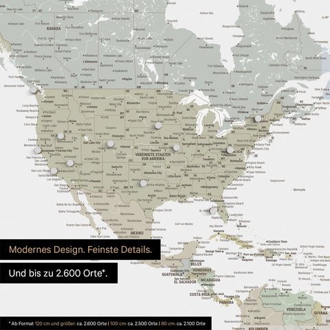 Pinning travel destinations on a magnetic world map as a magnet poster in multicolor sage