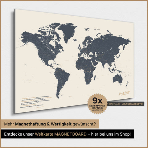 World Map TRAVEL® Magnetic Poster – Navy Light