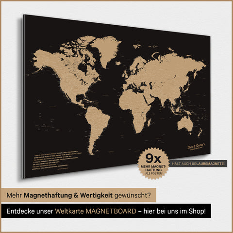Mapa świata TRAVEL® Plakat magnetyczny – Sonar Black (Czarno-złoty)