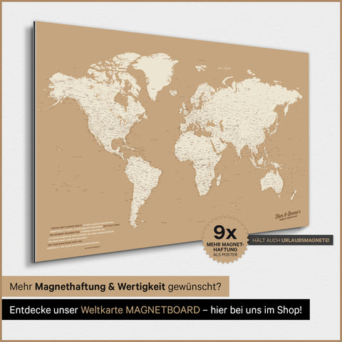 World Map TRAVEL® Magnetic Poster – Treasure Gold