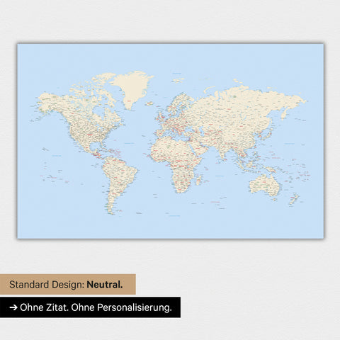 World map in neutral standard design and color Color Multicolor Classic