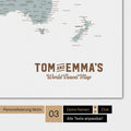 World map in multicolor light with a vintage logo as modern personalization