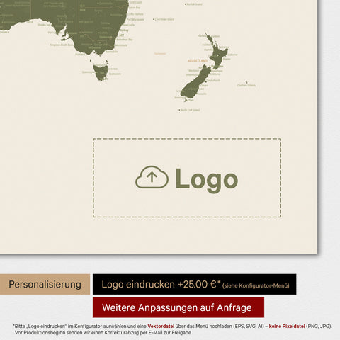 World Map TRAVEL® Premium Poster – Olive Green