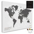 High-quality push pin world map in Light Gray as a pin board, perfect for tracking and displaying your trips and travel destinations
