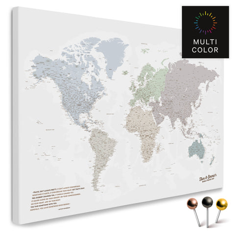 Hochwertige Weltkarte in Multicolor Light als PinnLeinwand, perfekt zum Markieren und Planen von Reisen, kaufen