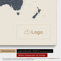 World map as a Push Pin Map in Navy Light, on which a company logo can be printed and further customizations can be made as special orders