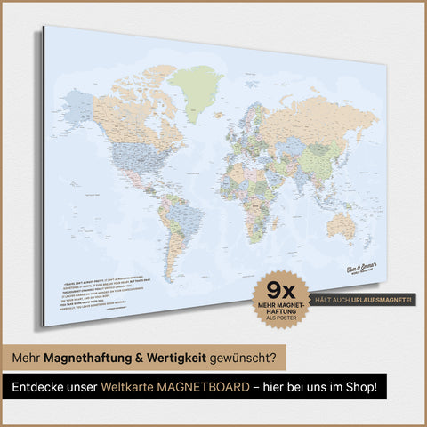 World Map TRAVEL® Magnetic Poster – Multicolor Atlas