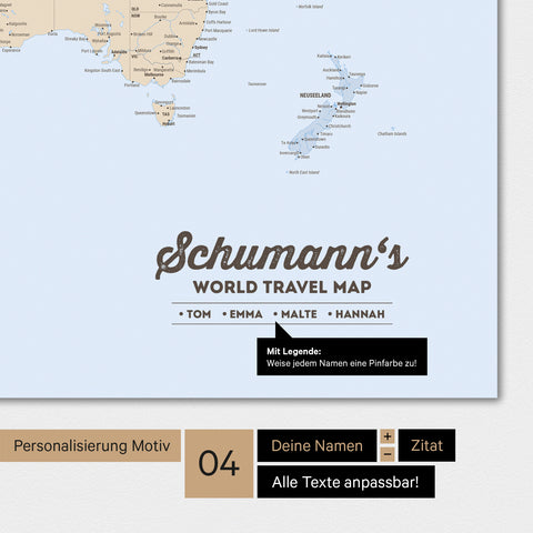 Political world map in color multicolor atlas with personalization as family logo