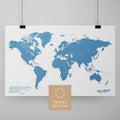 Weltkarte als Poster in Blau zum Pinnen und Markieren von Reisezielen kaufen