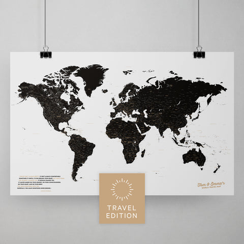 Weltkarte als Poster in Light Black zum Pinnen und Markieren von Reisezielen kaufen