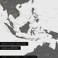 Section of world map poster in light gray showing maps of Asia