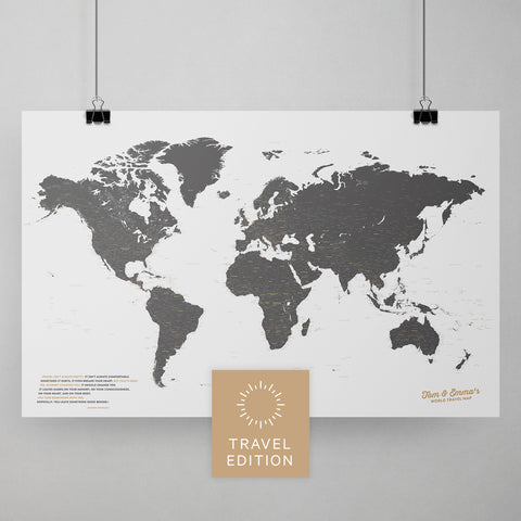 Weltkarte als Poster in Light Gray zum Pinnen und Markieren von Reisezielen kaufen