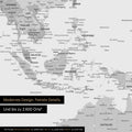 Section of world map poster in multicolor gray showing maps of Asia