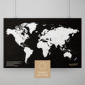 Weltkarte als Poster in Schwarz-Weiss zum Pinnen und Markieren von Reisezielen kaufen
