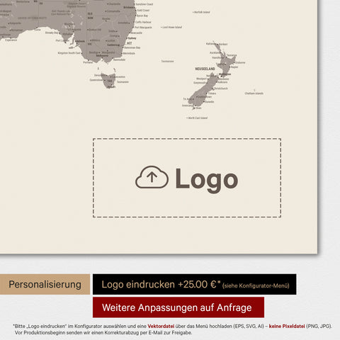 World Map TRAVEL® Premium Poster – Warmgray