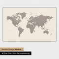 World map in neutral standard design and color Warmgray (brown-gray)